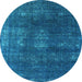 Round Oriental Light Blue Industrial Rug, urb1078lblu