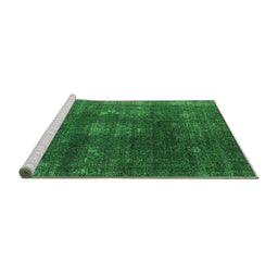 Sideview of Machine Washable Oriental Green Industrial Area Rugs, wshurb1078grn