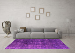 Machine Washable Oriental Pink Industrial Rug in a Living Room, wshurb1078pnk