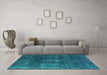 Machine Washable Oriental Turquoise Industrial Area Rugs in a Living Room,, wshurb1078turq