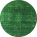 Round Oriental Green Industrial Rug, urb1078grn