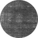 Round Oriental Gray Industrial Rug, urb1078gry