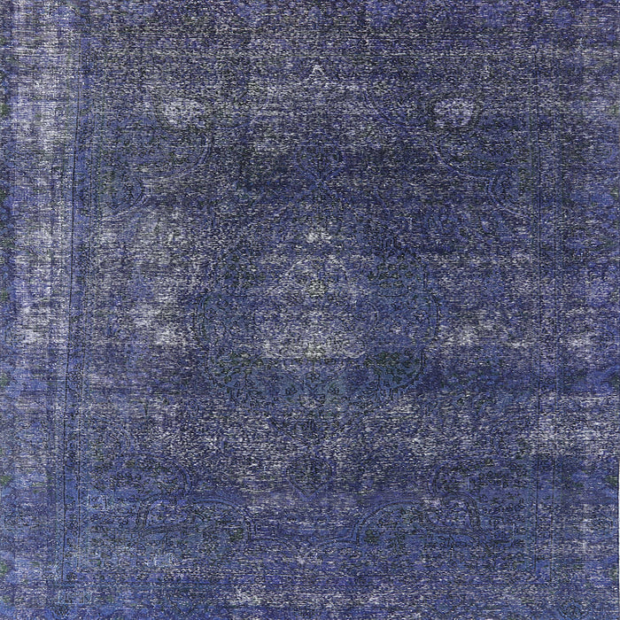 Square Mid-Century Modern Blue Oriental Rug, urb1078