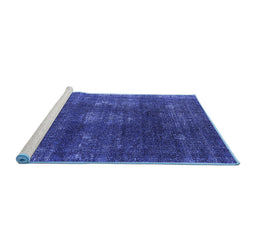 Sideview of Machine Washable Oriental Blue Industrial Rug, wshurb1078blu