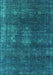 Machine Washable Oriental Turquoise Industrial Area Rugs, wshurb1078turq