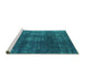 Sideview of Machine Washable Oriental Turquoise Industrial Area Rugs, wshurb1078turq