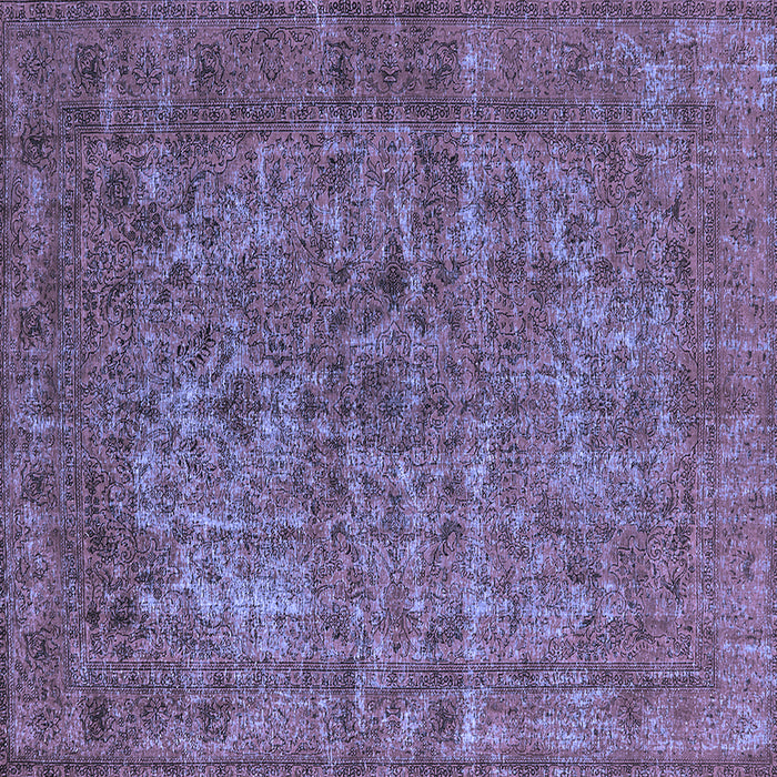 Square Machine Washable Oriental Blue Industrial Rug, wshurb1079blu