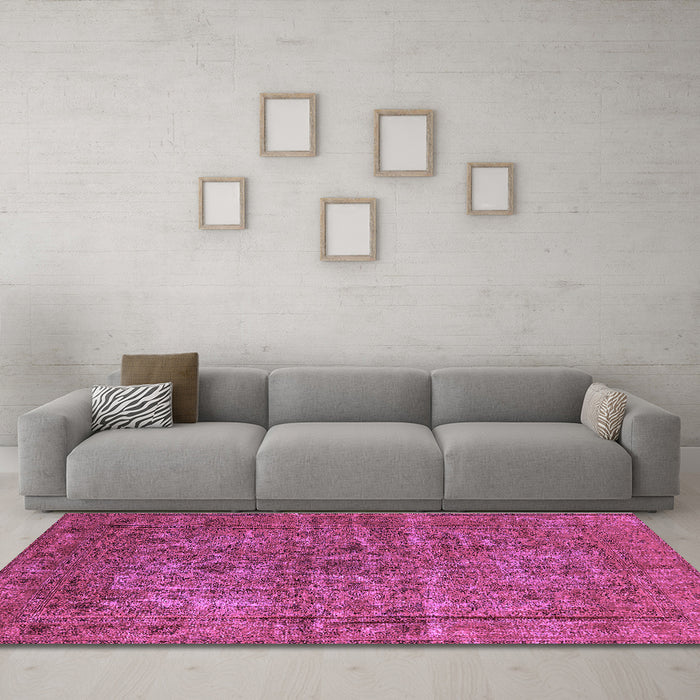Machine Washable Oriental Purple Industrial Area Rugs in a Living Room, wshurb1079pur
