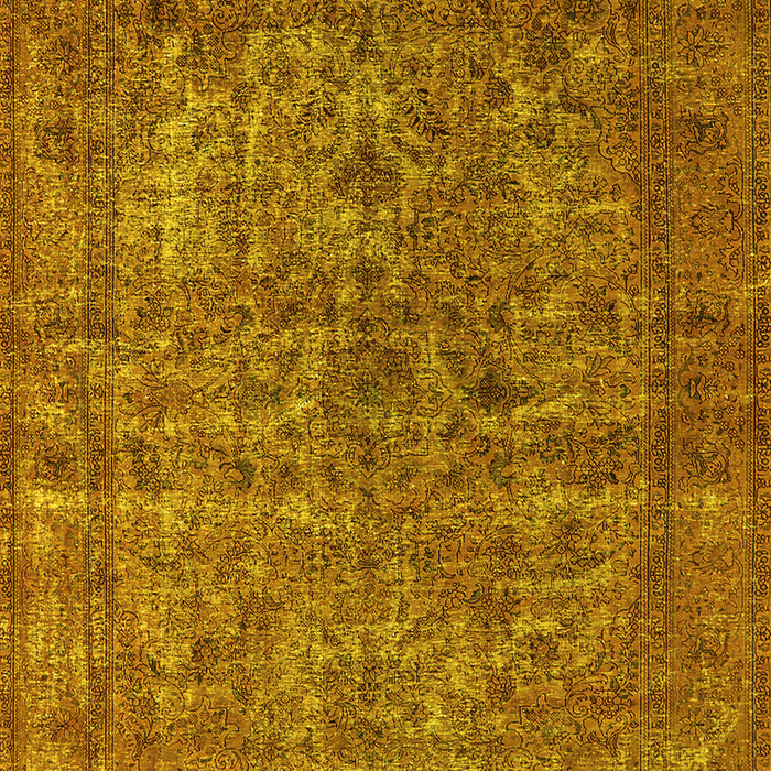 Machine Washable Oriental Yellow Industrial Rug, wshurb1079yw