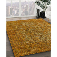 Mid-Century Modern Mahogany Brown Oriental Rug, urb1079