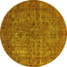 Round Oriental Yellow Industrial Rug, urb1079yw