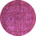 Round Oriental Purple Industrial Rug, urb1079pur