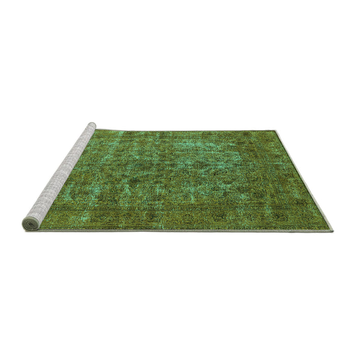 Sideview of Machine Washable Oriental Turquoise Industrial Area Rugs, wshurb1079turq