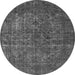 Round Oriental Gray Industrial Rug, urb1079gry