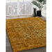 Mid-Century Modern Mahogany Brown Oriental Rug in Family Room, urb1079