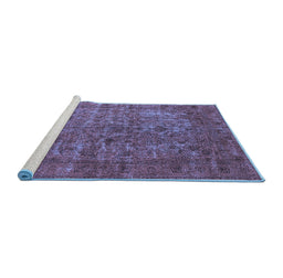 Sideview of Machine Washable Oriental Blue Industrial Rug, wshurb1079blu