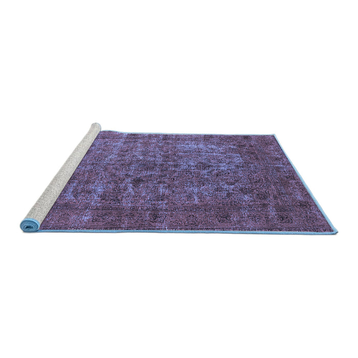 Sideview of Machine Washable Oriental Blue Industrial Rug, wshurb1079blu