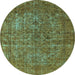 Round Oriental Light Blue Industrial Rug, urb1079lblu