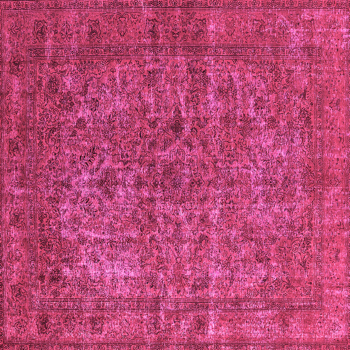 Square Machine Washable Oriental Pink Industrial Rug, wshurb1079pnk