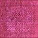 Square Machine Washable Oriental Pink Industrial Rug, wshurb1079pnk