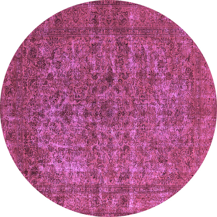 Round Machine Washable Oriental Purple Industrial Area Rugs, wshurb1079pur
