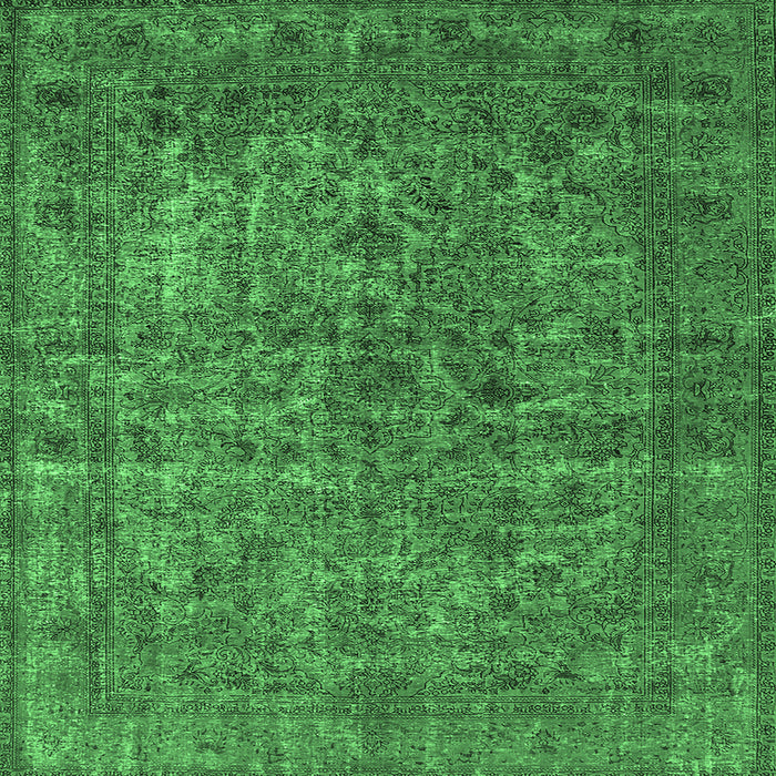 Square Machine Washable Oriental Emerald Green Industrial Area Rugs, wshurb1079emgrn