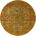 Round Machine Washable Industrial Modern Mahogany Brown Rug, wshurb1079