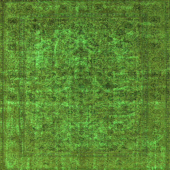 Square Machine Washable Oriental Green Industrial Area Rugs, wshurb1079grn
