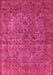 Machine Washable Oriental Pink Industrial Rug, wshurb1079pnk