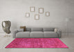 Machine Washable Oriental Pink Industrial Rug in a Living Room, wshurb1079pnk