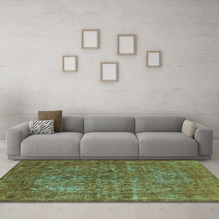 Machine Washable Oriental Light Blue Industrial Rug in a Living Room, wshurb1079lblu