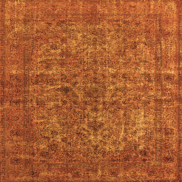 Square Machine Washable Oriental Orange Industrial Area Rugs, wshurb1079org