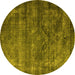 Round Machine Washable Oriental Yellow Industrial Rug, wshurb1080yw