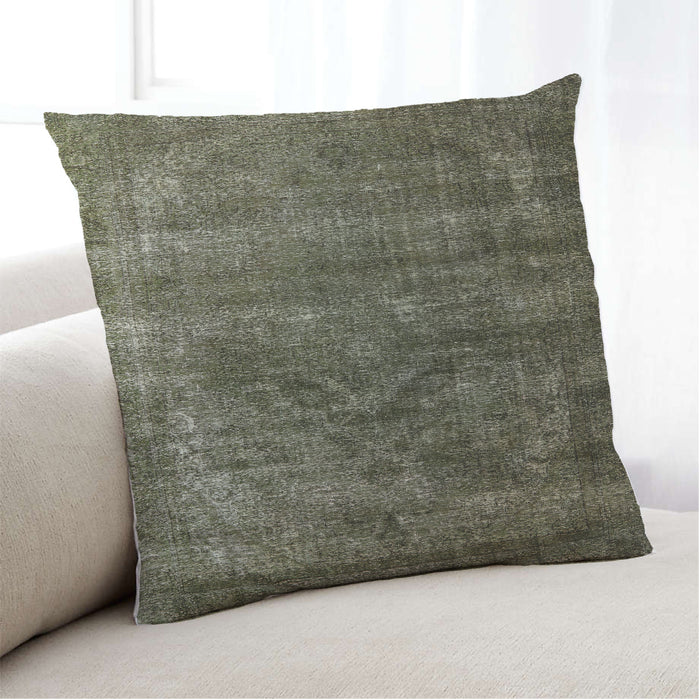 Lifestyle Image of Mid-Century Modern Urban Square Khaki Green Throw Pillow, 18 inch by 18 inch, pwurb1080
