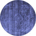 Round Oriental Blue Industrial Rug, urb1080blu