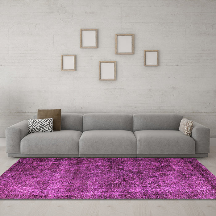 Machine Washable Oriental Pink Industrial Rug in a Living Room, wshurb1080pnk