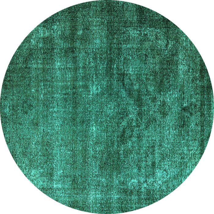 Round Machine Washable Oriental Turquoise Industrial Area Rugs, wshurb1080turq