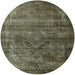 Round Machine Washable Industrial Modern Khaki Green Rug, wshurb1080