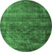 Round Oriental Emerald Green Industrial Rug, urb1080emgrn