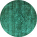 Round Oriental Turquoise Industrial Rug, urb1080turq