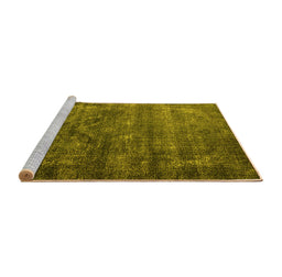 Sideview of Machine Washable Oriental Yellow Industrial Rug, wshurb1080yw