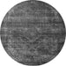 Round Machine Washable Oriental Gray Industrial Rug, wshurb1080gry