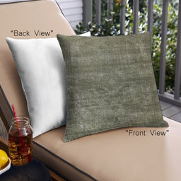 Front View of Mid-Century Modern Urban Square Khaki Green Throw Pillow, 18 inch by 18 inch, pwurb1080