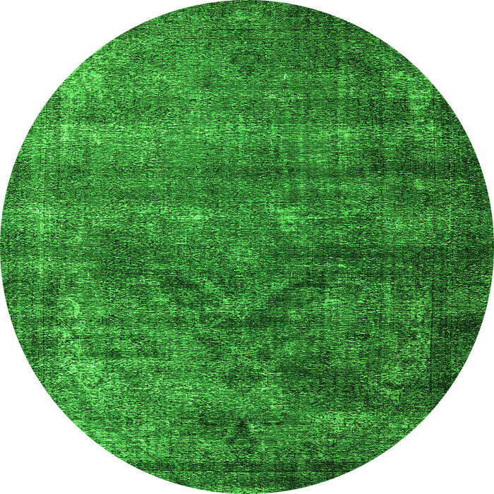Round Machine Washable Oriental Green Industrial Area Rugs, wshurb1080grn