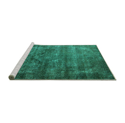 Sideview of Machine Washable Oriental Turquoise Industrial Area Rugs, wshurb1080turq