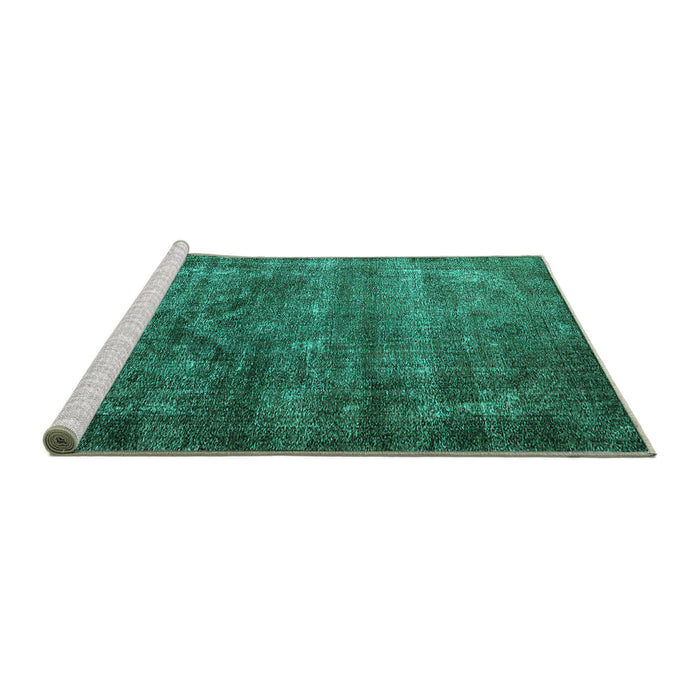 Sideview of Machine Washable Oriental Turquoise Industrial Area Rugs, wshurb1080turq