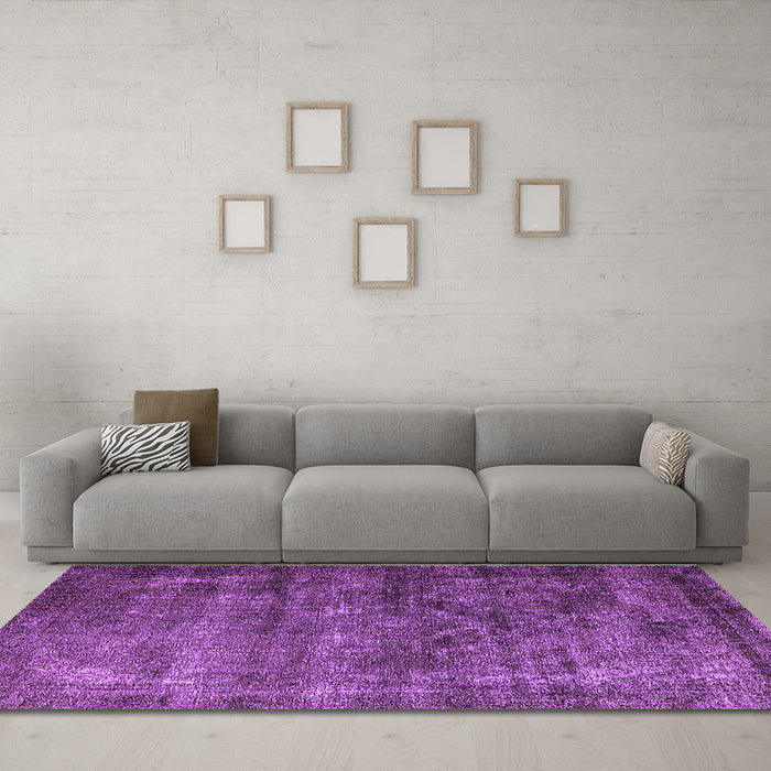 Machine Washable Oriental Purple Industrial Area Rugs in a Living Room, wshurb1080pur