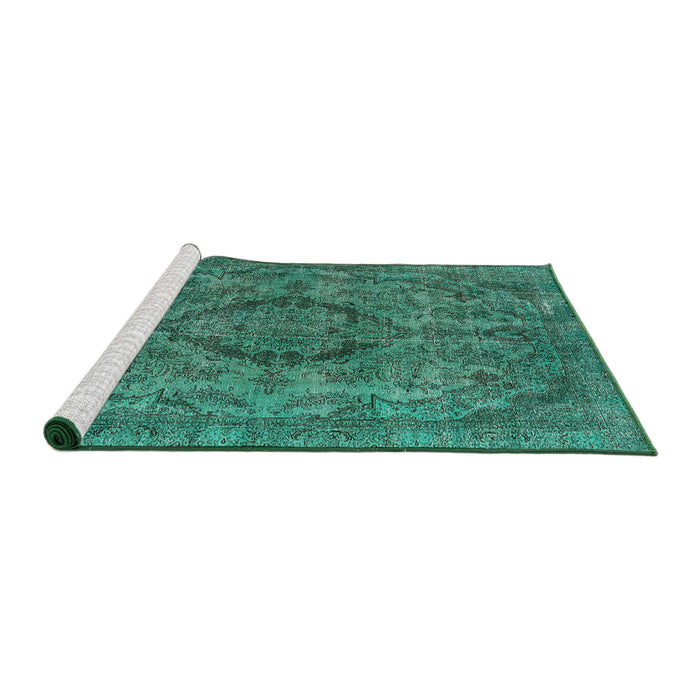 Sideview of Machine Washable Industrial Modern Light Sea Green Rug, wshurb1081