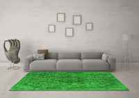 Machine Washable Oriental Green Industrial Rug, wshurb1081grn