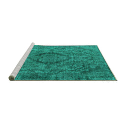 Sideview of Machine Washable Oriental Turquoise Industrial Area Rugs, wshurb1081turq
